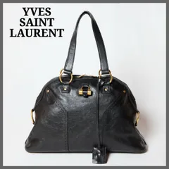 YVES SAINT LAURENT イヴサンローラン  リヴゴーシュ ミューズ レザー ハンドバッグ ブラック 156464