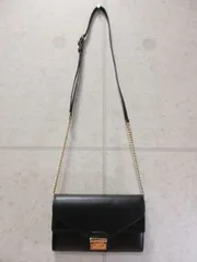 【美品】MICHAEL KORS マイケルコース ショルダーバッグ ウォレットショルダー 無地 チェーンショルダー ブラック 32H7GSLC3L