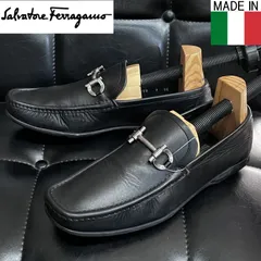 イタリア製 サルヴァトーレ フェラガモ ガンチーニ ドライビングシューズ 25.5cm 2E ブラック ローファー Salvatore Ferragamo