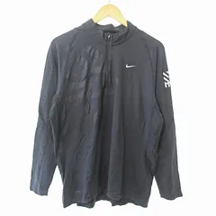 ナイキ NIKE 美品 ドライフィット DRI FIT Tシャツ カットソー 長袖 ハーフジップ スポーツ ウエア XL 黒 0220 ●ECO