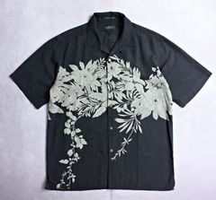 【VAN HEUSEN】高級シルク アロハシャツ 大人のスタイル ブラック リーフ柄 Mサイズ ビンテージ
