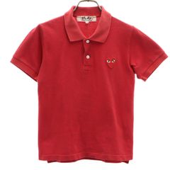 PLAY COMME des GARCONS プレイコムデギャルソン 日本製 半袖 ポロシャツ S 赤 鹿の子地 レディース 古着