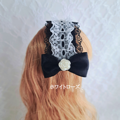 ドール用 髪飾り ヘアクリップ ブラックハート付き ヘッドドレス 黒 MD DD SD 12～15㎝仕上げ クリップサイズ0.5×2㎝～0.7×3.5㎝