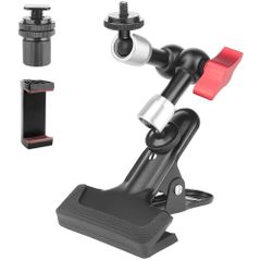 【特価セール】ボールヘッド クランプ 360度 スタンド 1/4ネジ アーム カメラ スマホホルダー付き どこでも挟める シューマウント 撮影 クリップ スーパークランプ 強力 スマートフォン/webcam/ビデオライト/リングライト/ミラーレス/アクションカ