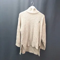 ◇ U.S. POLO ASSN. ハイネック ケーブル 起毛 刺<!-利用不可文字-!> ブランドロゴ シンプル 長袖 ニット サイズF ブラウン レディース E  【1308160061800】