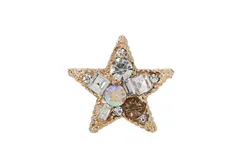 【２個】ストーン 輝き キラキラ 星 スター 貼り付け カボション ビジュー 星型 UVレジン クラフト 材料 資材 アクセサリー ビーズ チャーム 多用途 金属 パーツ ゴールド 手芸材 ピアス