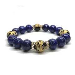 12mm 四神獣金彫オニキス×ラピスラズリ パワーストーン ブレスレット天然石 開運  [l] 厄払い お守り 青龍 白虎 玄武 朱雀 9月・12月誕生石 （ゴールド）メンズ・レディース　男性・女性　数珠ブレス　開運  [l]