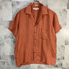 USA製 INDIVIDUALIZED SHIRTS インディヴィジュアライズド シャツ 半袖 開襟シャツ リネン オレンジ L