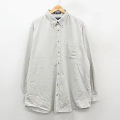 XL/古着 長袖 シャツ メンズ コーデュロイ 大きいサイズ ロング丈 コットン ボタンダウン 薄ベージュ カーキ 25sep30 中古 トップス