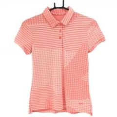 ★SALE価格★【超美品】ナイキ 半袖ポロシャツ オレンジ×白 一部ボーダー 格子 DRI-FIT レディース XS ゴルフウェア NIKE