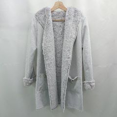 ■ ⊇ Tiaclasse　ティアクラッセ 上品な服 長袖 ボアフードコート サイズM グレー系 レディース E 【1507160023102】