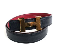 エルメス コンスタンスミニ ベルト ブラック×レッド×ゴールド金具　黒×赤　サイ