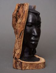 アフリカ　タンザニア　黒檀彫刻　頭像　#12　マコンデ　一刀彫　木彫り　アート