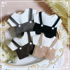 10cm〜12cmぬい服　コーデュロイサロペット＆花柄シャツセット