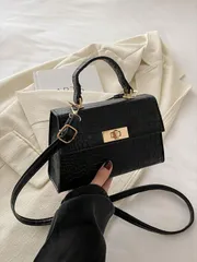 バッグ レディース ハンドバッグ ミニクロコダイルエンボス フラップ スクエアバッグ、ハンドバッグ、ショルダーバッグ、ミニマリスト、カジュアル、無地、ポータブル、軽量、調節可能なストラップ、 女性、新人、、女の子用