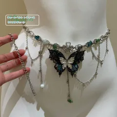 ウエストチェーン チェーンベルト レディース 金属 クリスタル 蝶 細ベルト ダンス衣装 ギャル セクシー アハロウィン 韓国風 Y2K 高級感 ウエストマーク ガール