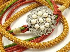 平和屋着物●和装小物　振袖用帯締め　装飾　パール　ラインストーン　金糸　逸品　未使用　AAAW4497ay