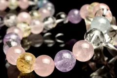 MIX天然石 10.5mm (水晶 ローズクォーツ アメジスト シトリン アクアマリン) ブレスレット  1個売り パワーストーン 天然石 _BG4067-105