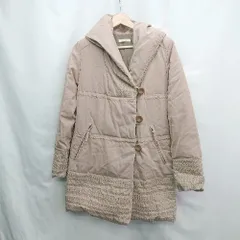 ◇ ⊇ LASUD ラシュッド 刺繍デザイン フード付き 長袖 ダウンジャケット サイズM ベージュ系 レディース E  【1412260004435】