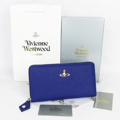 新品 財布 Vivienne Westwood ヴィヴィアンウエストウッド 長財布  牛革財布　カード入れ　小銭入れ クロスハッチパターン　財布　55306　ファイアブルー　レディース　金入れ　ウォレット　名刺入れ　可愛い財布