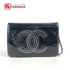 CHANEL シャネル ショルダーバッグ CC ロゴ ココマーク ラインストーン パテントレザー ブラック
