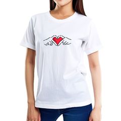 Tシャツ 半袖 カットソー トップス メンズ レディース ユニセックス かわいい デザイン ゆびハート ピース ワンポイント S/S TEE ホワイト 白 FHRD