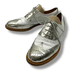 La Tenace ラテナーチェ バイカラー ウイングチップ メダリオンレザーシューズ 革靴 レトロ 385 イタリア製 白 ホワイト シルバー 22.5cm レディース 通年 ゴーゴー古着久喜倉庫店 No.895Y