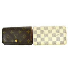 【中古】 2点セット ルイヴィトン LOUIS VUITTON ポルトモネ ビエ トレゾール L字ファスナー 二つ折り 財布 モノグラム ダミエ 60AC348