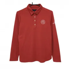 ★特価★【超美品】キャロウェイ 長袖ポロシャツ レッド 織生地 ロゴ刺しゅう白 レディース LL ゴルフウェア Callaway