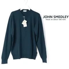 新品 ▲7.1万円 JOHN SMEDLEYジョンスメドレー クルーネック カーディガン 24G A4665 毛100％ 長袖  ニットセーター  L -683