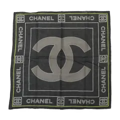 【希少】シャネル 大判 ショール スカーフ シルバー ロゴ ブラック　ノベルティ 希少】シャネル 大判 ショール スカーフ シルバー ロゴ ブラック