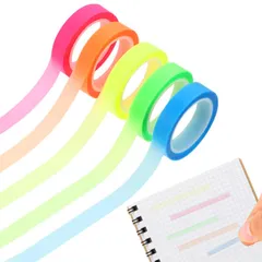 【在庫セール】付箋 フィルム 【5色】半透明 フィルムふせん 蛍光インデックスタブ 付箋セット 学校事務用品、蛍光色、薄型、学用品、事務用品、文房具などに