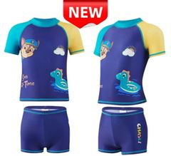 ✨新品✨ 子供水着 PAW PATROL パウパトロール 水着セット 男の子 UVカット ラッシュガード 半袖 ブルー 速乾 伸縮性抜群 100/110/120/130cm 日焼け防止 キッズ 温泉 プール 海水浴 夏休み