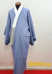 used　長襦袢（Ｍ.Ｌｻｲｽﾞ）　白/青色　男性着物　成人式　結婚式　仲人　お祭り　催事　イベント　コスプレ