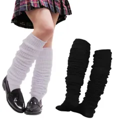 ルーズソックス ホワイト ブラック フリーサイズ 80cm 学生 可愛い ガーリー 女性 ウィメンズ オーバーニーハイソックス ソックス 靴下 膝上 ひざ丈 かわいい 高校生 女子校生 コスプレ 90年代 ギャル