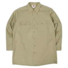 ディッキーズ Dickies 未使用 デッドストック 80s 80年代 ワークシャツ 旧タグ 無地 レギュラカラー 874 MADE IN USA アメリカ製 ヴィンテージ 古着 メンズ シャツ ベージュ 16 1/2【中古】