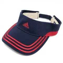 ★特価★アディダス サンバイザー ネイビー×レッド 3ライン ロゴ刺しゅう  フリー(56-58cm) ゴルフウェア adidas