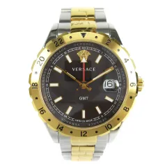 ヴェルサーチ ヴェルサーチェ VERSACE HELLENYIUM ヘレニウム 腕時計 デイト クォーツ V11040015 ブラウン ゴールドカラー ☆AA★のサムネイル