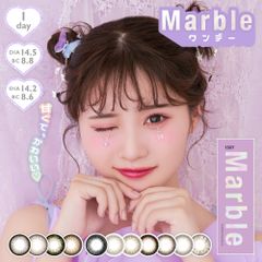 新色+人気カラー ★ Marble 1day 1箱 10枚入 度なし 送料無料(ネコポス) カラコン マーブル ワンデー 実熊瑠琉 14.5mm カラコンカラーコンタクトレンズ カラーコンタクト キャンマジ公式 ハーフ (candymagic)