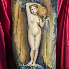 裸婦絵画　アングル模写「泉」美人画　新古典主義　女神　オルセー美術館　肉筆模写西洋絵画