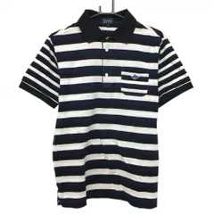 パーリーゲイツ 半袖ポロシャツ 白×黒×ネイビー ボーダー 胸ポケット  メンズ 6(XL) ゴルフウェア PEARLY GATES