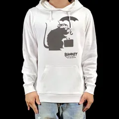 オリジナル パーカー BANKSY バンクシー 東京 傘 ねずみ マウス 正体不明 グラフィティ パーカー S M L XL タイト ジャスト 大きい ビッグ オーバーサイズ メンズ レディース ユニセックス ピンククリーム