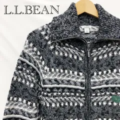 L.L.Bean エルエルビーン ニット ZIP カーディガン Ｓ ブラック グレー ホワイト コットン 100％ メンズのサムネイル