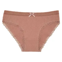 スタンダードショーツ 綿 レディース シンプル リブあみ ストレッチ ローライズ レース リボン 下着 M L LL 黒 赤 黄 紺 rs-027