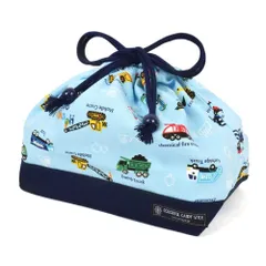 【在庫処分】COLORFUL CANDY STYLE お弁当袋 男の子 巾着 中 子供 おしゃれ かわいい マチ付き アクセル全開はたらく車(ライトブルー) N3469500