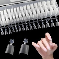 新品 YINKE ネイルチップ 台形コフィショートS/オーバルショートS 半貼り 両面マット 超薄型 12サイズ 300枚セット クリア自然なフィット感 ノンサンディング フルカバー 練習用 (透明色 台形コフィショートS)