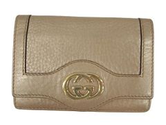 グッチ GUCCI インターロッキングG カードケース 名刺入れ 2つ折り メタリックピンク レザー 本革 小物 ☆AA★