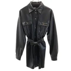 ザラ 長袖 フェイクレザー シャツ M ブラック ZARA レディース