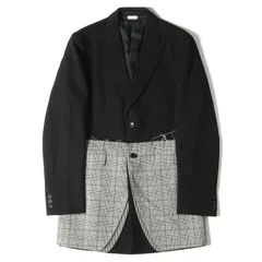 美品 COMME des GARCONS コムデギャルソン ジャケット ドッキング ウェーブ ウール 縮絨 2B テーラードジャケット 21AW アウター コート HOMME PLUS 再構築 レイヤード ブラック ホワイト 黒白 M 日本製 ブレザーのサムネイル