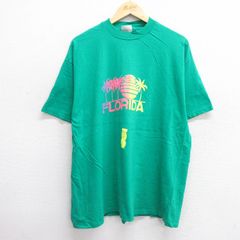 XL/古着 ヘインズ 半袖 ビンテージ Tシャツ メンズ 80s フロリダ コットン クルーネック 緑 グリーン 25jun06 中古